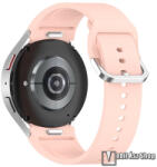  Okosóra szíj, Szilikon, Csatos, Gombos gyorskioldó, 88mm + 127mm hosszú, 20mm széles, Világosrózsaszín, Samsung Galaxy Watch FE / Watch4 / Watch5 / Watch5 Pro / Watch6 / Watch7