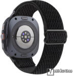 Samsung Galaxy Watch Ultra (SM-L705), Okosóra szíj, Fonott szövet, Sztreccses, Állítható, 140mm hosszú, Fekete