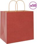 vidaXL 50 db piros papírzacskók fogantyúkkal 26x17x25 cm (4101745)
