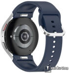  Okosóra szíj, Szilikon, Csatos, Gombos gyorskioldó, 88mm + 127mm hosszú, 20mm széles, Sötétkék, Samsung Galaxy Watch FE / Watch4 / Watch5 / Watch5 Pro / Watch6 / Watch7