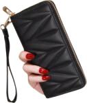 CRM Portofel Elegant pentru Femei, Design Fashion, CRM, cu Fermoar, Negru, 19 x 10 x 2 cm (669)