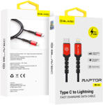 Blavec Cable Raptor fonott kábel - Type C - Lightning - PD 20W 2, 4A 0, 5 méter (CRA-CL24BR05) fekete-piros