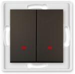 ALING-CONEL Aling-Conel PRESTIGE - 105 kétáramkörös kapcsoló, jelzőfényes, 10A 250V, keret nélkül, soft fekete (6026. E1) (6026.E1)