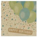  Artebene szalvéta (3-rét. 33x33 cm), kraft, Happy Birthday, kék-zöld lufis (5) (133071)