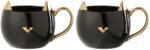 J-line Két fekete és arany kerámia bögréből álló készlet J-line Kitty 400 ml (J-27909)