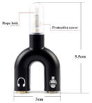 HOPE R Adaptor audio 1x jack 3.5mm tata cu 2x iesiri mama, pentru microfon si casti, capac protectie, negru, HOPE R (HPRSPLITA1T2MC)