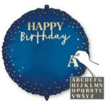 Decorata Party Szülinapi fólia lufi 18" 45cm Happy Birthday, feliratozható, kék (LUFI937230)