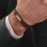 Evana Demn Cusut- Brățară Piele și Aur Galben/Aur Alb14k (închizătoare oțel inoxidabil) (DEMNC)
