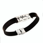 Evana Bratara Faith Hope Love din Piele Naturala si Placuta Argint 925 cu simbol gravat (FHL01)