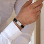 Evana Robust impletit- Bratară Personalizată din piele naturală si Plăcuță din Argint (închizătoare oțel inoxidabil) (AGROBUST03)