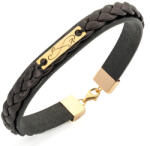 Evana Elegant- Brățară Piele și Aur Galben/Aur Alb 14k (închizătoare Aur 14k) (AUIMPLE235au)