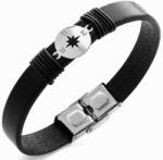 Evana Roza Vânturilor- Brățară Piele și Argint (închizătoare oțel inoxidabil) (ROZAAg01)