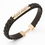 Evana Ideal- Brățară Piele și Aur Galben/Alb 14k (închizătoare aur 14k) (AUDOUBLE02)
