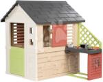 Smoby Căsuță cu bucătărie și 17 accesorii Nature Playhouse&Kitchen Life Smoby 3 geamuri și 2 jaluzele și obloane culisante cu filtru UV de la 24 luni - model 2025 (SM810739) Casuta pentru copii