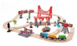 Hape Jucarie din lemn - Set de trenuri urbane (51 piese) (E3730A) Trenulet