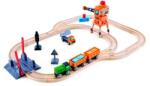 Hape Jucarie din lemn - Set tren de marfa cu macara (34 piese) (E3732A) Trenulet