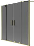 Mexen Velar Duo, 2 szárnyas eltolható kádparaván 140 x 150 cm, 8mm szürke üveg, arany matt profil, 896-140-000-42-55 (896-140-000-42-55)