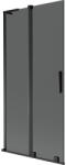 Mexen Velar L, 2 szárnyas eltolható kádparaván 95 x 150 cm, 8mm szürke üveg, fekete matt, 896-095-003-41-70 (896-095-003-41-70)