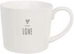 Clayre & Eef Set 2 cani ceramica neagra alba Love 12x8x7 cm, 275 ml (6CEMU0148)
