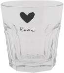 Clayre & Eef Set 6 pahare sticla transparenta neagra Love 8x8 cm, 180 ml (6GL3808) Pahar