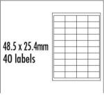 Logo Etichete cu logo 48, 5 mm x 25, 4 mm, A4, mate, roșii, 40 de etichete, ambalate în 10 bucăți, pentru imprimante cu jet de cerneală și laser