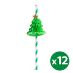 Family Papír szívószál - 3D fenyőfa - 197 x 6 mm - 12 db / csomag (57603C)