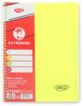 DACO Caiet A4 cu spira, 120 file, 4 subiecte DACO CT5202, 65 g/mp, coperta plastic, Galben (CT5202/GALBEN)