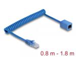 Delock Cablu prelungitor spiralat RJ45 Cat. 6 UTP max 1.8m Albastru, Delock 90366 (90366)