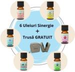 Zen Arome Kit 6 Sinergii Uleiuri Esentiale + Gratuit Trusă Stocare 6 Sticlute - 10ml, 100% Pur, Natural, Organic (PACK-SYN+TROUSSE6)