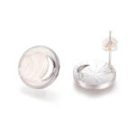  Ezüst Színű Tűzzománc Hold Bedugós Fülbevaló 14mm