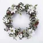 Dommio Coroniţă de Crăciun din nuiele POINSETTIA albă, 30 cm