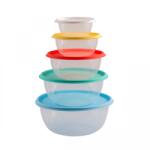 RFL Houseware Set 5 cutii alimente, rotunde, 5 litri+3, 2 litri+1, 9 litri+1, 1 litri+530 ml, Rainbow (R3-837581)