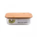Casa Plastor Cutie pentru alimente, dreptunghiulara, din sticla termorezistenta, capac din bambus, 1, 04 litri, Bamboo (430-D-B-1040)