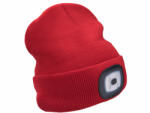 Extol Light sapka, piros, kötött, kivehető LED homloklámpával, 4×45 Lumen; USB tölthető Li-ion, 3 (43198)