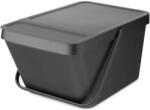 Brabantia Sort & Go Stackable Waste Bin halmozható szelektív szemetes felnyitható fedéllel - sötét szürke 20L (277726)