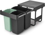 Brabantia Sort & Go Built in Bin beépített szemetes - sötét szürke és jáde zöld 10+10+20L (232541)