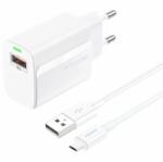 FONENG fali töltő EU64 - USB - 18W USB - Micro USB kábellel fehér