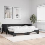 vidaXL fekete kihúzható szövet heverő matracokkal 90 x 190 cm (3196608)
