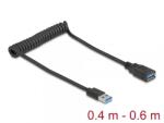 Delock Cablu prelungitor spiralat USB 3.2 T-M max 0.6m Negru, Delock 90367 (90367)