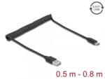 Delock Cablu spiralat EASY USB 2.0-A la USB type C T-T max 0.8m, Delock 90133 (90133)