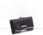 Jennifer Jones fekete / lakk / krokkó mintás kívül keretes közepes női bőr pénztárca 5245-2