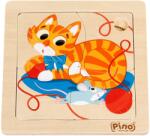 Pino Дървен мини пъзел Pino - Коте и мишле, 4 части (4733-5)