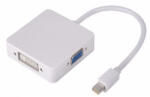 HOPE R Hub 3 in1 Mini DisplayPort, Thunderbolt la HDMI + VGA + DVI pentru laptop, TV, proiector, HOPE R (A3MDP1HDVGDV)
