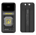 Awei p77k vésztöltő usb+type-c aljzat (10000mah, 22.5w, pd gyorstöltő + fix type-c+lightning kábel) fekete (P77K) - rufusz