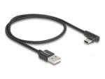 Delock USB-A - USB-C töltőkábel ívelt, 0.5m, fekete (80029) (80029)