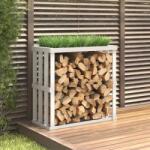 vidaXL Външна поставка за дърва за огрев бяла 33, 5x30x110 см бор масив (822627)