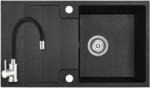Laveo SRF_711R+SAP4-F090KB - LAVEO RIO 760x440 egymedencés csepptálcás gránit mosogató szemcsés fekete + ZEGOR csaptelep szett (SRF_711R+SAP4-F090KB)