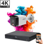 DAHUA 1 biztonsági kamerás IP kamera rendszer 8MP színes éjszakai képpel