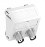 OBO Bettermann 6105102 MTS-2BC F RW1 Modul 45 BNC csatlakozóaljzat kettes hüvely-hüvely 45x45mm hófehér (6105102)
