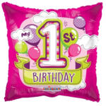 Conver Fólia lufi, párna, 1 éves születésnapra, rózsaszín